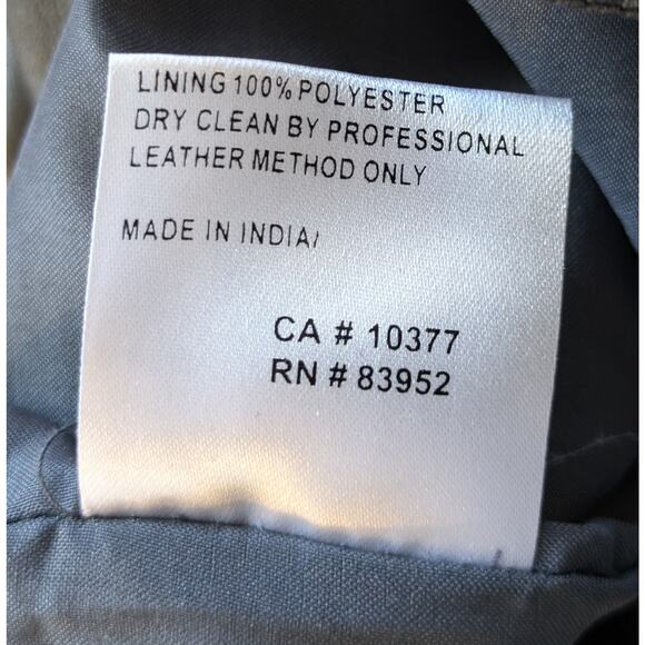 NEW Saks Fifth Avenue Folio Collection Leather Pants 10 Gray Shimmer High Rise - Picture 10 of 10